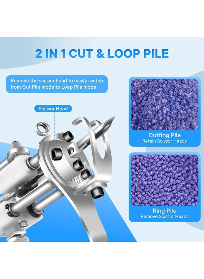 Vehipa Rug Tufting Gun with Carpet Trimmer - Tufting Gun Starter Kit - 2 in 1 Cut Pile Carpet Gun & Loop Pile - Rug Making Kit & Trimmer& Cloth& Yarn for DIY Home Decor & Craft Devotees - Image 2