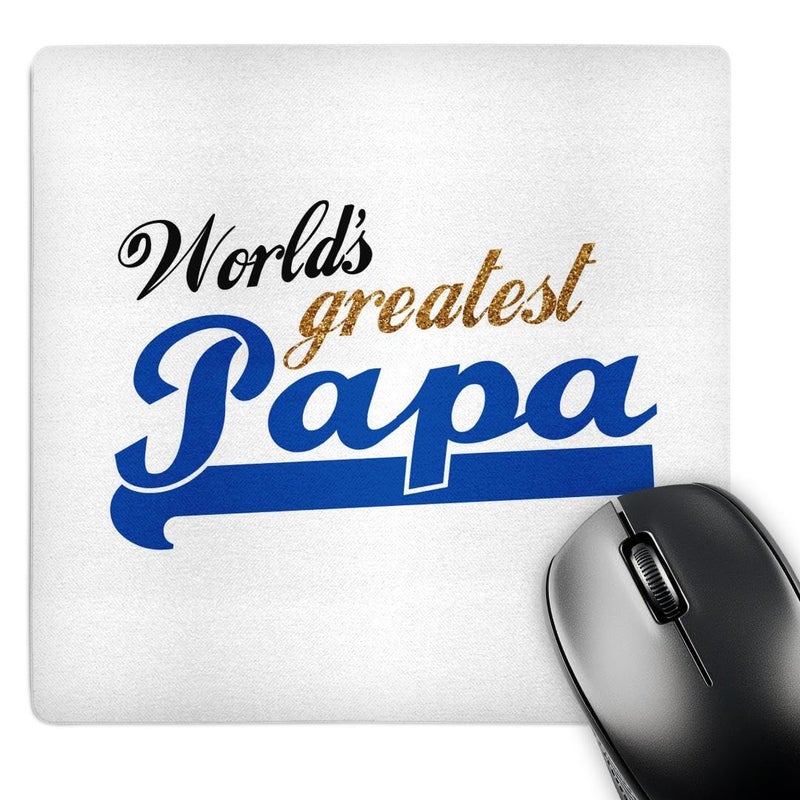 3dRose LLC 8 x 8 x 0.25 Inches Worlds Greatest Papa Blue Text On White Mouse Pad (mp_151315_1) - Image 1