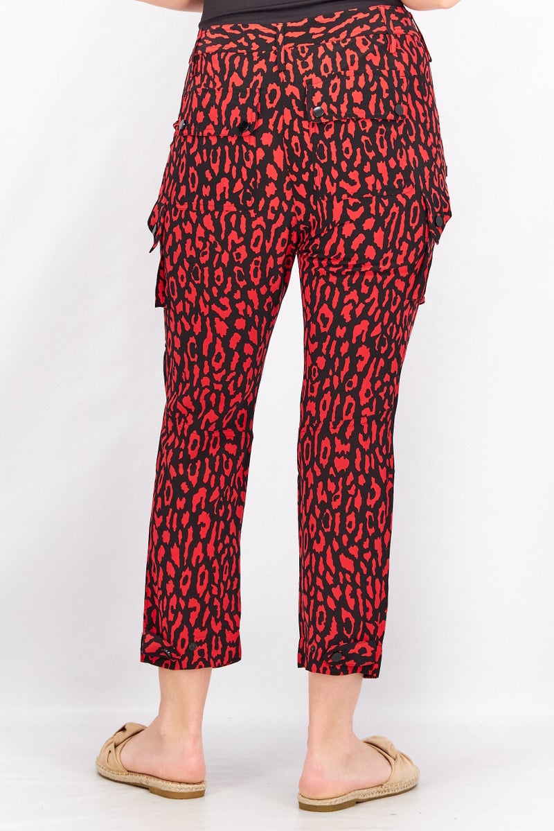 THE KOOPLES Women Regular Fit Allover Palazzo Pants, Red  - Image 3