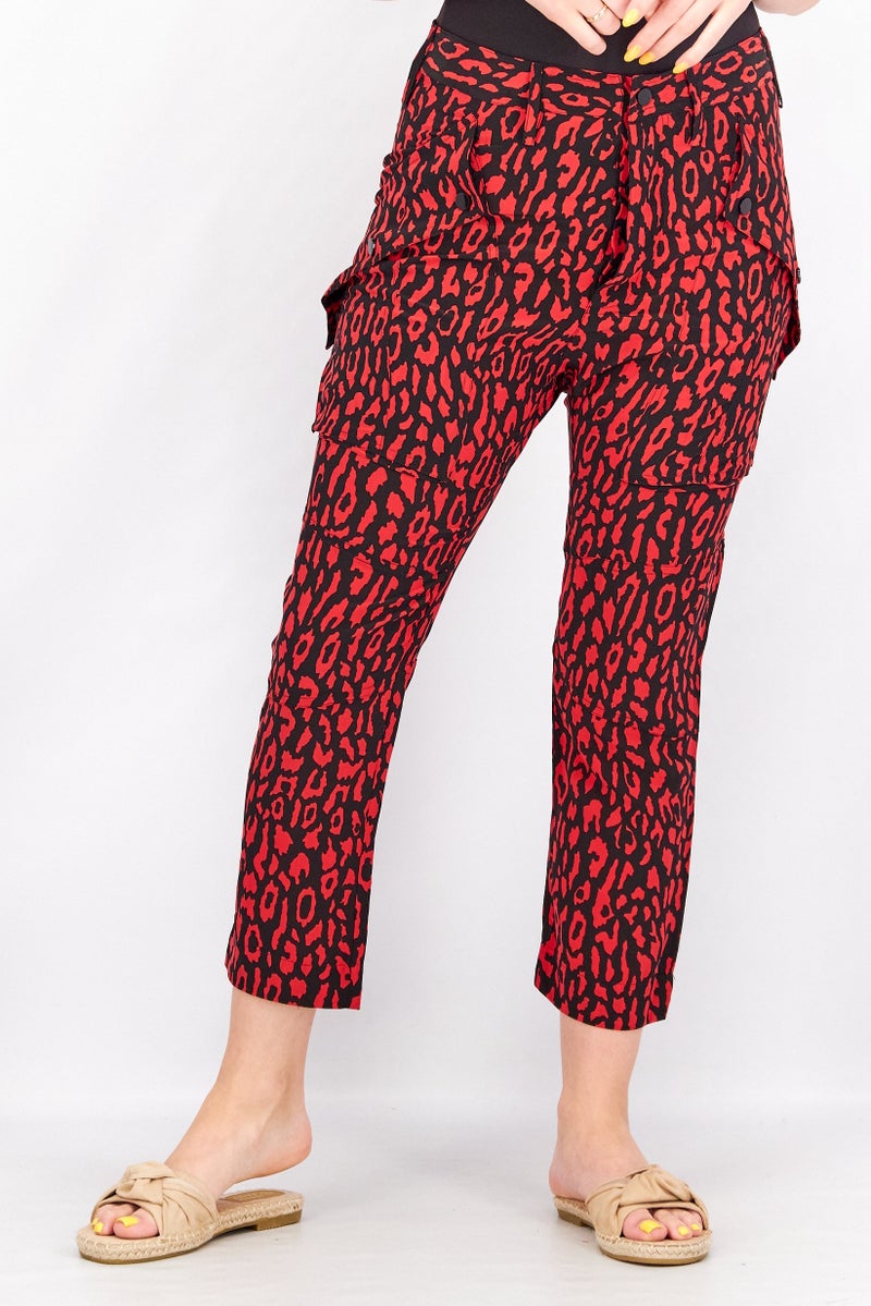 THE KOOPLES Women Regular Fit Allover Palazzo Pants, Red  - Image 1