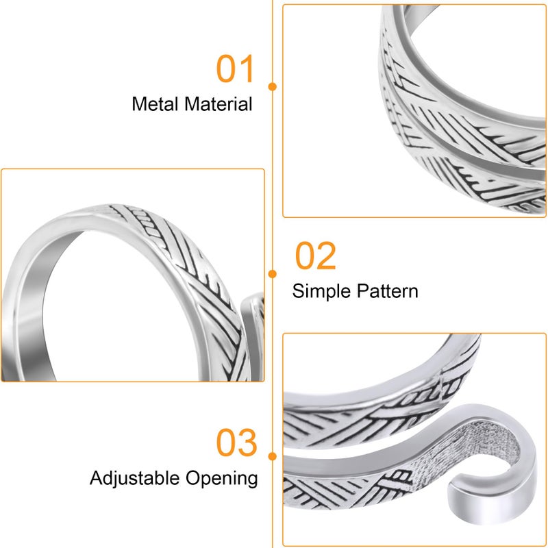 ANCIRS Knitting Crochet Loop Ring for Fingers, Adjustable Crochet Tension Ring, Metal Open Yarn Guide Finger Holders, Knitting Thimbles for Crochet- Silver - Image 3