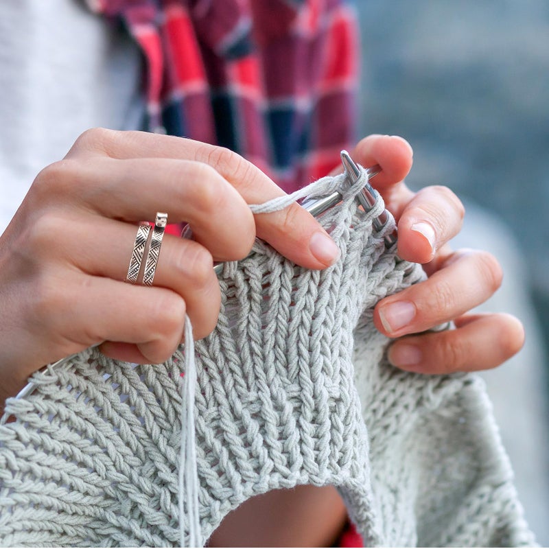 ANCIRS Knitting Crochet Loop Ring for Fingers, Adjustable Crochet Tension Ring, Metal Open Yarn Guide Finger Holders, Knitting Thimbles for Crochet- Silver - Image 5