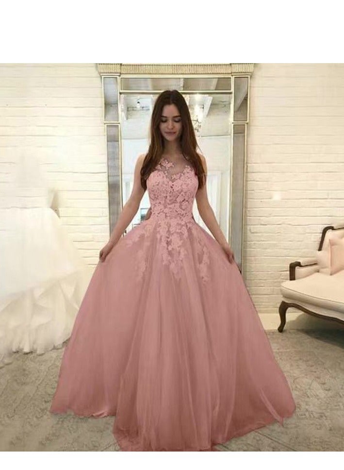 NIBEMINENT Women Chiffon Dress Fashion Lace Floral Dress Elegant Gown Wedding Gala Party Women's Dress Luxury Evening Dresses  - Image 1