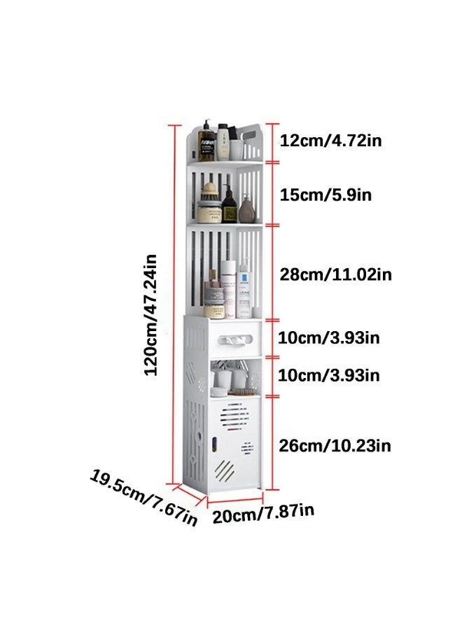 Flushrenic Bathroom storage boxes and cabinets, toilet paper racks, corner floors for slim bathroom storage, slender paper racks, small storage boxes with toilet paper drawers in the bathroom, waterproof and lightweight (white) - Image 2