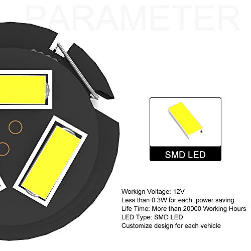 ROCCS SMD AC Climate Heater Control LED Light Bulbs Kit Replacement for Dodge Ram 1500 2500 3500 2003-2008 T5/T4.7 Neo Wedge HVAC White Lights - Image 2
