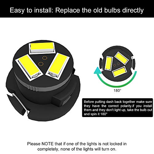 ROCCS SMD AC Climate Heater Control LED Light Bulbs Kit Replacement for Dodge Ram 1500 2500 3500 2003-2008 T5/T4.7 Neo Wedge HVAC White Lights - Image 5