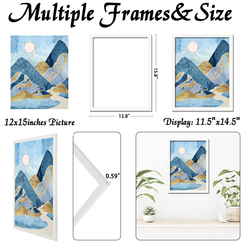 keibiubu White Picture Frame  12x15 Picture Frame for Photo Poster Canvas Certificate Document Display Horizontally or Vertically High Transparent Wall Gallery(Size 12 x 15 inches) - Image 3