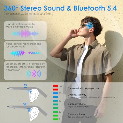 GetD AI Glasses for Men & Women, Smart Glasses Powered by ChatGPT, AI Real-time Translation with 147 Languages, Nylon Polarized Sunglasses, Bluetooth Sunglasses with Built-in Mic & Speakers - Image 3