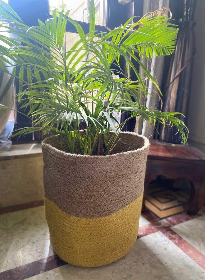 pepme Home Jute, Cotton Basket, Planter Basket for Home, Multi-Purpose Storage Bag for Bathroom, Living Room, Laundry & Toys (Yellow, 8 Inches, Pack of 1) - Image 5