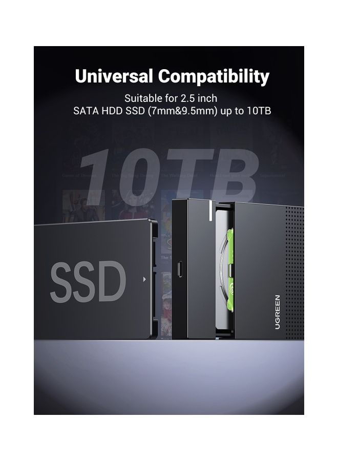 Ugreen Hard Drive Enclosure USB C to SATA Hard Disk Case HDD Cover SSD Caddy Adapter Compatible for 9.5mm 7mm 2.5 Inch SATA I II III, PS5, HDD, SSD WD Seagate Toshiba Kingspec up to 6Gbps - Image 4