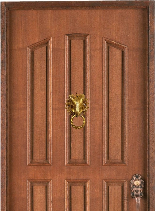 Purpledip Brass Metal Door Knocker Drawer Pull Ring Handle: Antique Design Ram Head Gate Handle (11017) - Image 2