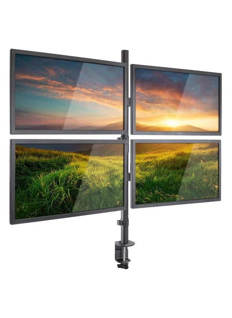 Quad LED LCD Monitor Desk Mount Adjustable Stand Holder Heavy Duty for 4 Screens 14"-26" | Height Adjustable | Gaming | Trading | Video Editing | Surveillance - Image 2