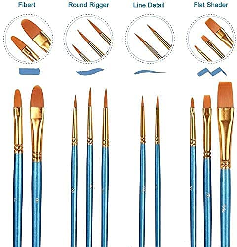 MYZON Artist Paint Brush Set, 10pcs Round Pointed Tip Nylon Hair Artist Detail Paintbrushes, Professional Fine Acrylic Oil Watercolor Painting Brushes Set Artist Professional Kits - Image 2