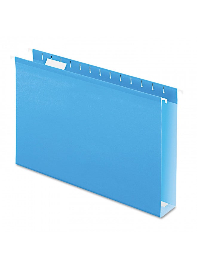 Pendaflex 04153X2 BLU Extra Capacity Reinforced Hanging Folders, 2", Legal Size, Blue, 1/5 Cut, 25/BX (4153x2 BLU) - Image 1