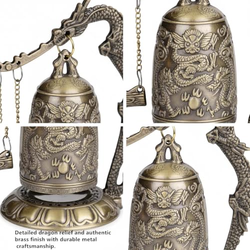 I-MART Asian Oriental Brass Gong with Dragon Stand Mini Gong Meditation Bell for Japanese Desk Accessories Tibetan Bells and Dragon Symbol Zen Art Accent - Image 5