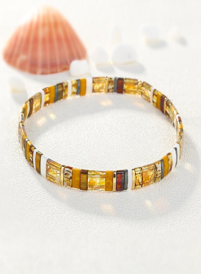 KELITCH New Shell Pearl Bead Bracelets Charm Stretch Bracelets Stackable Wrap Bracelets for Women Jewelry (Brown 08A) - Image 4
