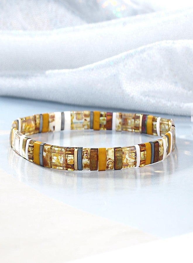 KELITCH New Shell Pearl Bead Bracelets Charm Stretch Bracelets Stackable Wrap Bracelets for Women Jewelry (Brown 08A) - Image 3
