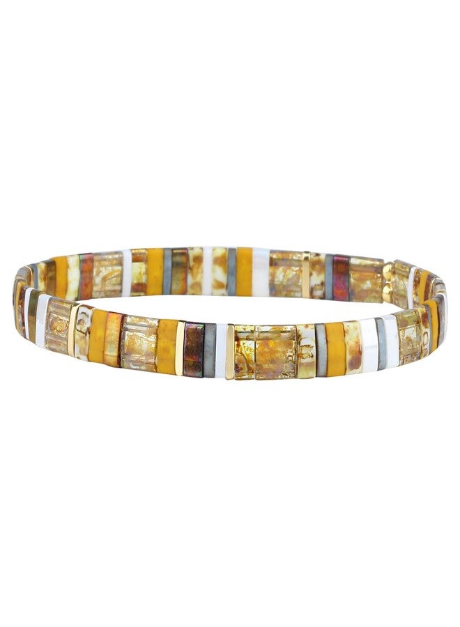 KELITCH New Shell Pearl Bead Bracelets Charm Stretch Bracelets Stackable Wrap Bracelets for Women Jewelry (Brown 08A) - Image 1