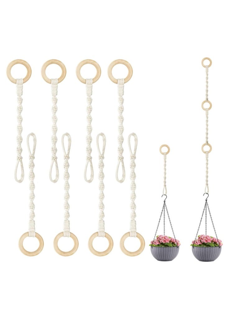 Generic Hanging Plant Extender with Wooden Ring, Macrame Plant Holder - 1 Piece 
