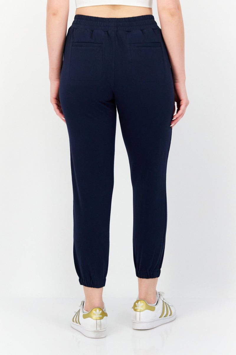 Market And Spruce Women Straight Leg Plain Jogger Pants, Navy Blue - Image 2