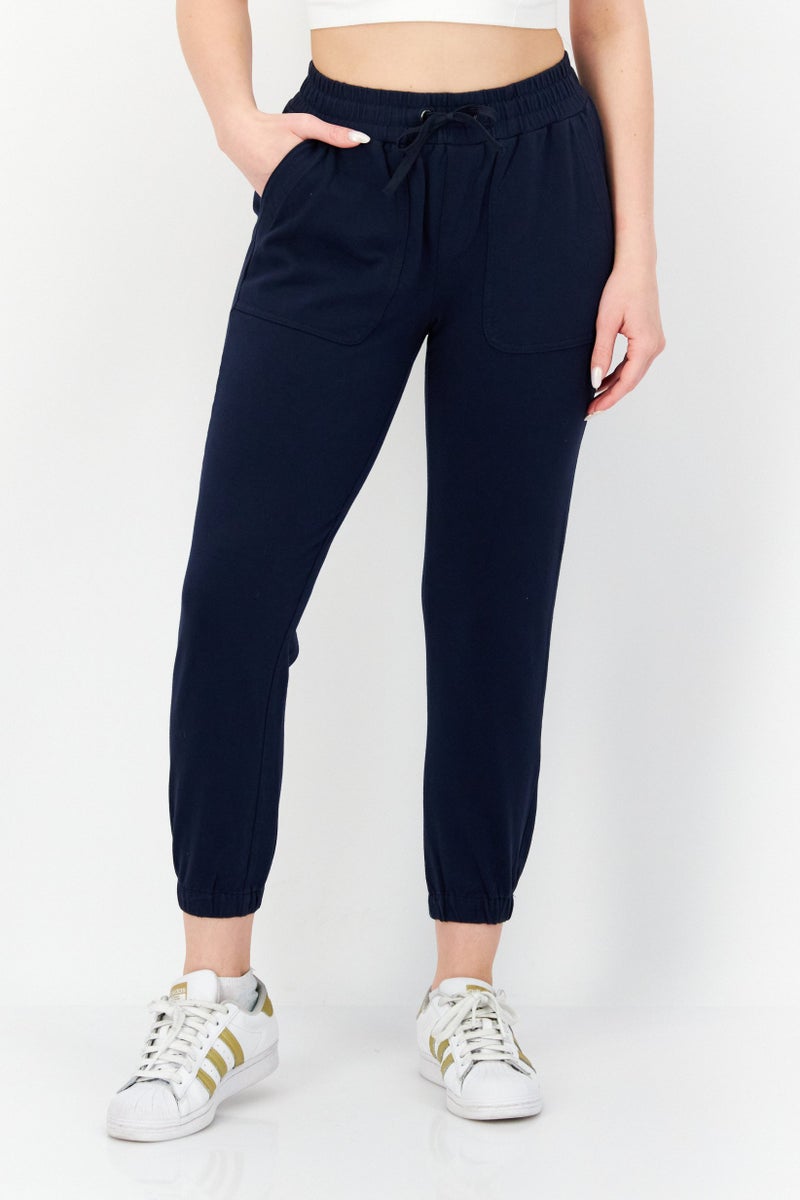 Market And Spruce Women Straight Leg Plain Jogger Pants, Navy Blue - Image 1