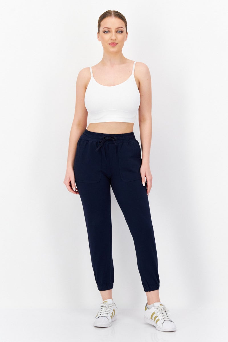 Market And Spruce Women Straight Leg Plain Jogger Pants, Navy Blue - Image 4