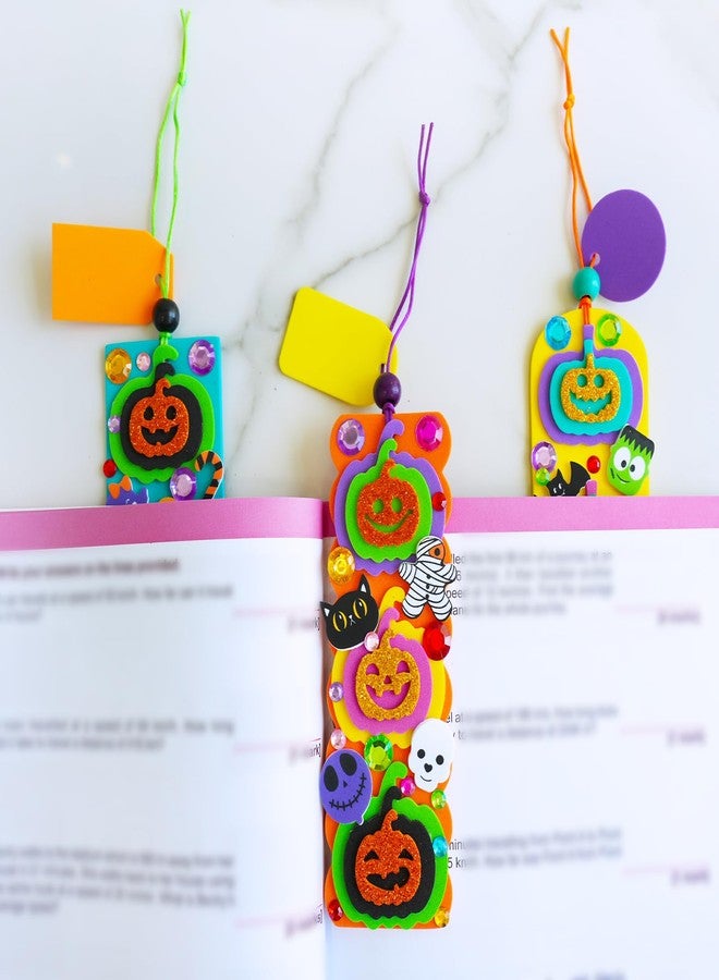 Winlyn 36 Sets Halloween Craft Kits Fall Crafts DIY Pumpkin Jack-O'-Lantern Bookmark Ornaments Decorations Art Sets Halloween Foam Stickers Art and Crafts for Kids Classroom Activities Party Favors - Image 3