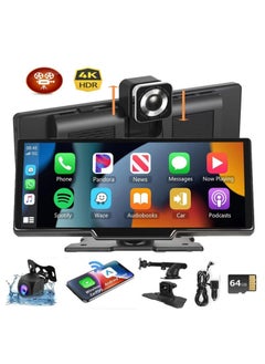 XiuWoo Wireless Apple Carplay Car Stereo,Portable 10.26 Inch Touch Screen Android Auto,4K Dash Cam,1080p Backup Camera DVR,Drive Mate Carplay Navigation with Mirror Link/Siri/FM/Bluetooth  - Image 1