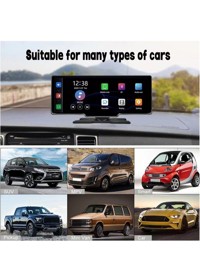 XiuWoo - Wireless Apple Carplay Car Stereo,Portable 10.26 Inch Touch Screen Android Auto,4K Dash Cam,1080p Backup Camera DVR,Drive Mate Carplay Navigation with Mirror Link/Siri/FM/Bluetooth - Image 1
