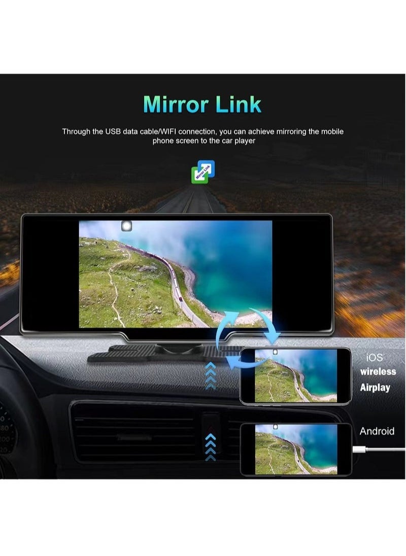 XiuWoo - Wireless Apple Carplay Car Stereo,Portable 10.26 Inch Touch Screen Android Auto,4K Dash Cam,1080p Backup Camera DVR,Drive Mate Carplay Navigation with Mirror Link/Siri/FM/Bluetooth - Image 1