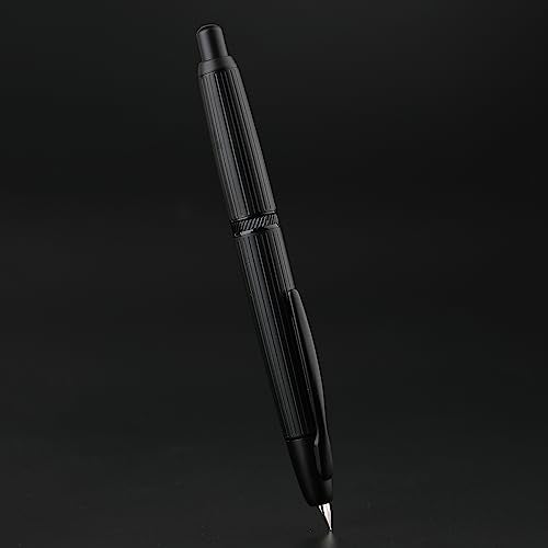 erofa Majohn A1 Retractable Fountain Pen Extra Fine Nib with Box, Black Stripe Press Ink Pen with Converter for Writing (With Clip Version) - Image 4