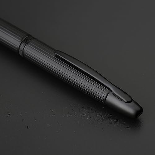 erofa Majohn A1 Retractable Fountain Pen Extra Fine Nib with Box, Black Stripe Press Ink Pen with Converter for Writing (With Clip Version) - Image 3