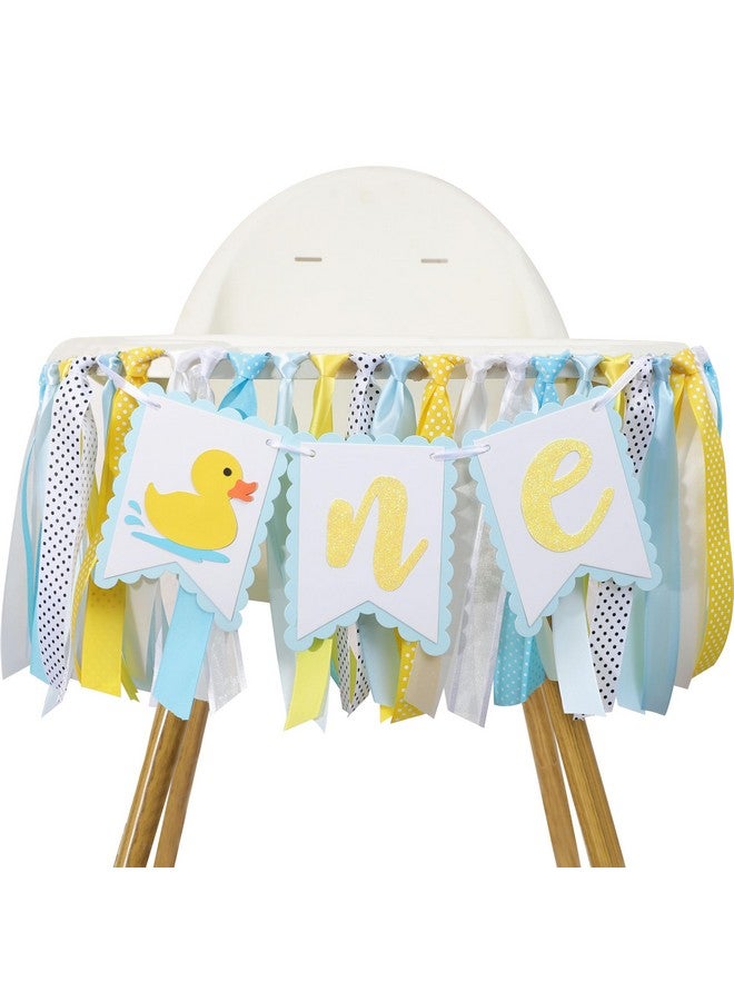 Agkvw Rubber Ducky High Chair Banner - Rubber Duck Decoration, Boys Birthday Banner, Light Blue Summer Birthday Decor - Image 1