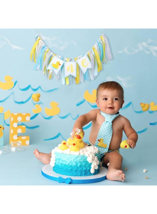 Agkvw Rubber Ducky High Chair Banner - Rubber Duck Decoration, Boys Birthday Banner, Light Blue Summer Birthday Decor - Image 3