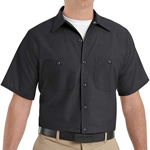 Red Kap Men's Industrial Work Shirt, Short Sleeve, Black, Large - Image 1