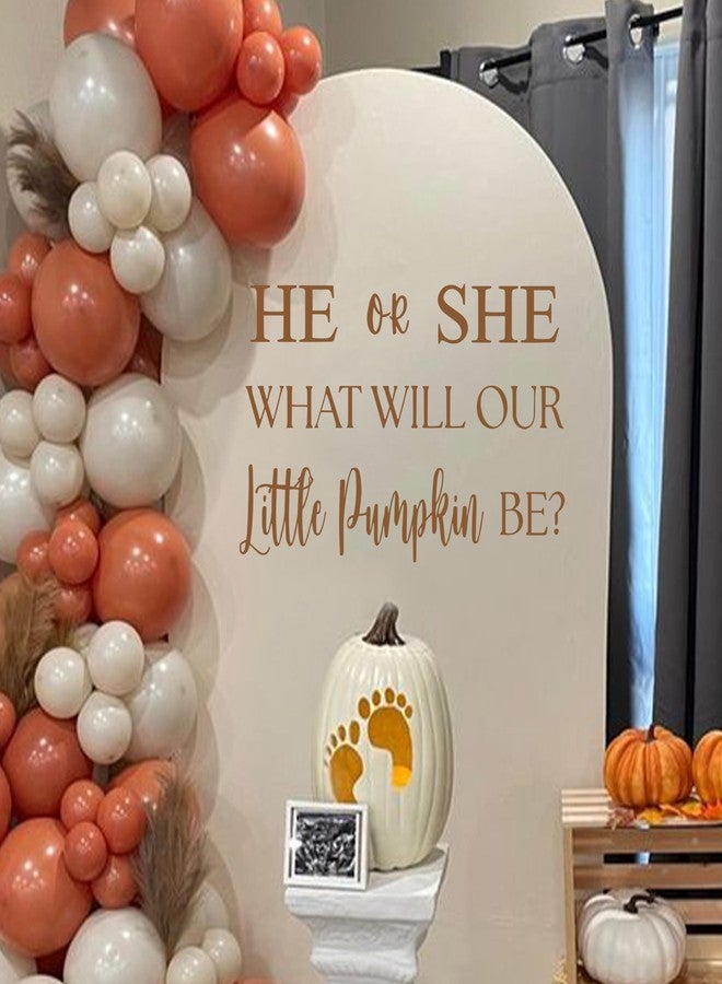 Capiont He or She What Will Our Little Pumpkin Be Gender Reveal Party Decal - Halloween Pumpkin Themed Fall Thanksgiving Baby Shower Decor Supplies,Balloon Arch Backdrop Wall Stickers (he she Pumpkin) - Image 1