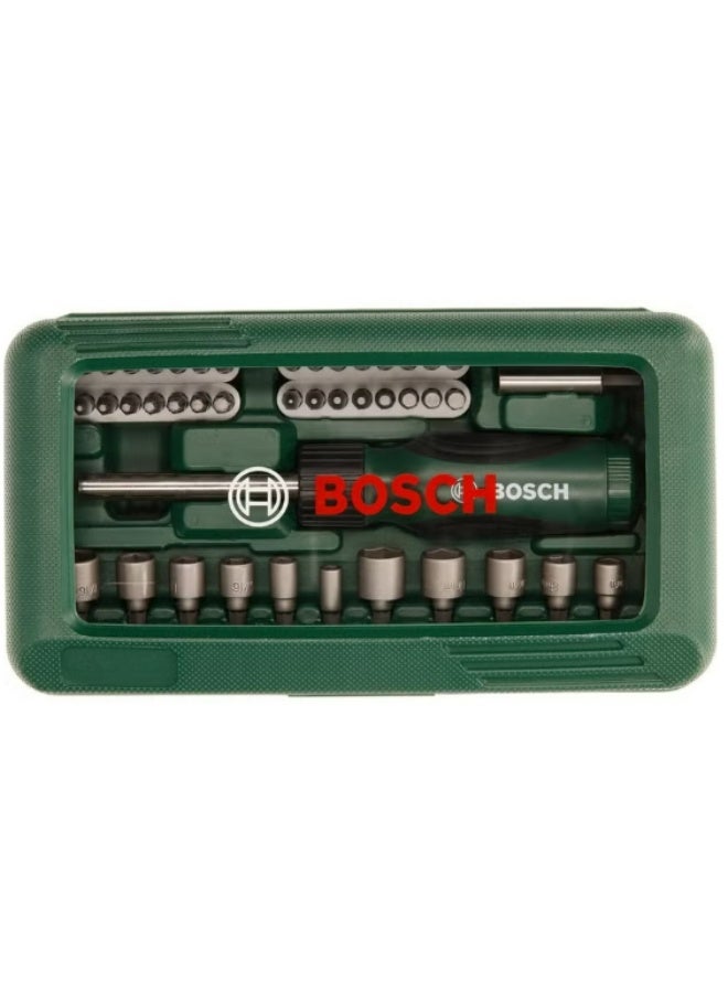 بوش طقم Bosch من 46 قطعة لقم ومفكات مع مفك راتشيت وحامل لقم مغناطيسي ولقم سوكيت مع حقيبة تخزين – 2607019504 - Image 4