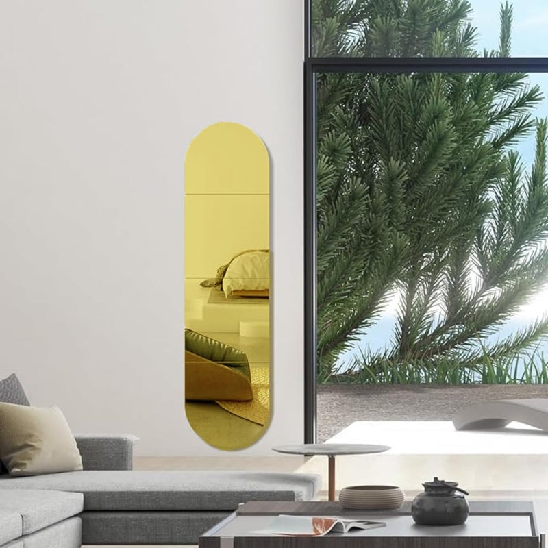 Set of 4 Gold Arch Acrylic Mirror Wall Stickers, 30cm Self-Adhesive Flexible Mirror Tiles, DIY Decorative Full Length Wall Mirror for Bedroom, Living Room & Home Decor - Image 3