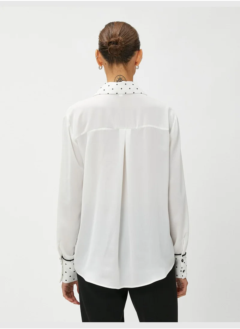 KOTON Polka Dot Detail Long Sleeve Shirt