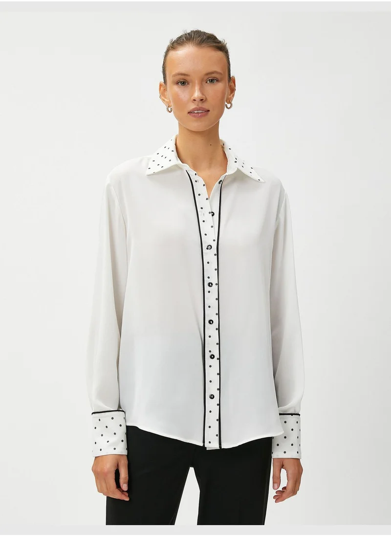 KOTON Polka Dot Detail Long Sleeve Shirt