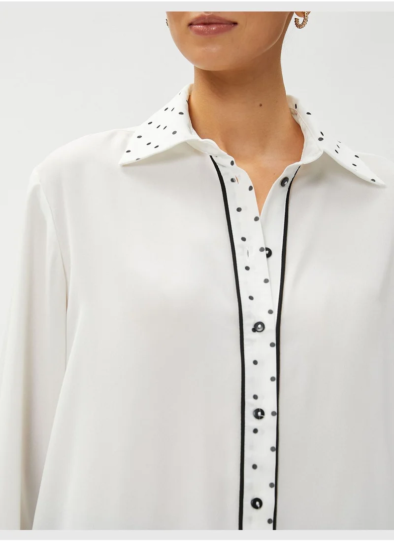 KOTON Polka Dot Detail Long Sleeve Shirt