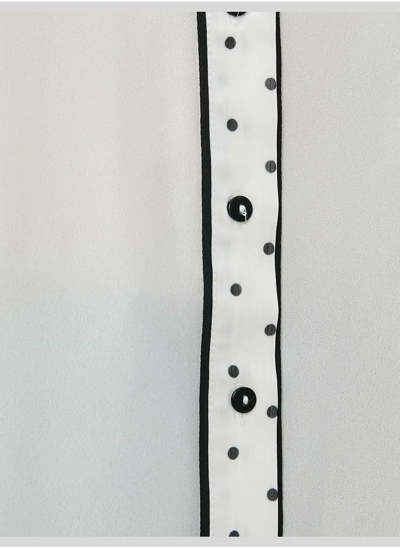 KOTON Polka Dot Detail Long Sleeve Shirt
