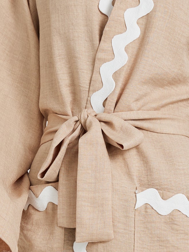 Take Two Take Two Wave Lace Detail Long Sleeve Robe with Tie Belt  - Image 3