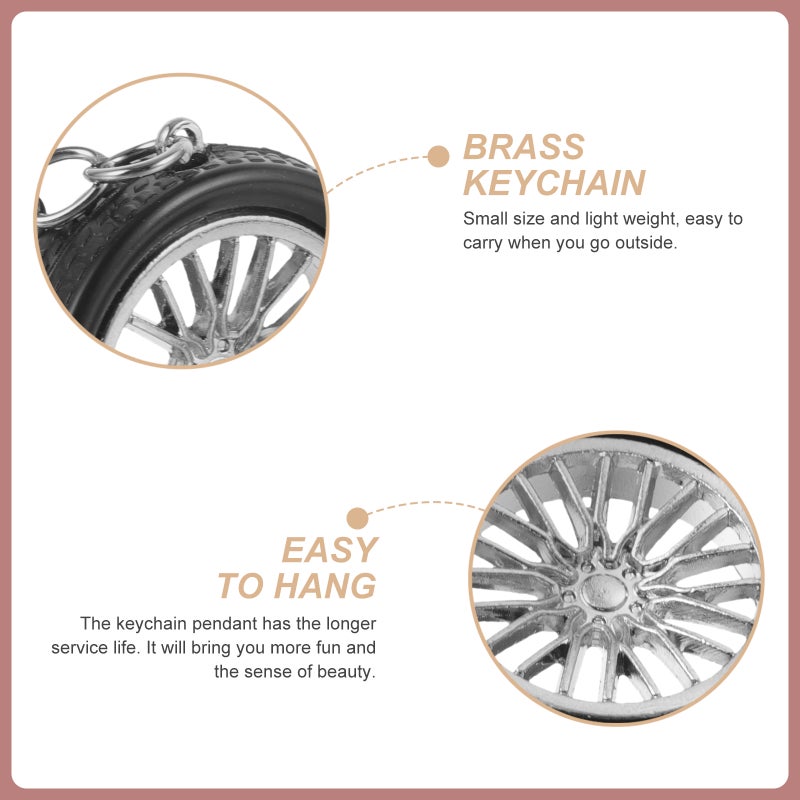 2pcs Auto Keychains Car Wheel Key Chain Cool Automotive Key Pendant Decorations - Image 3