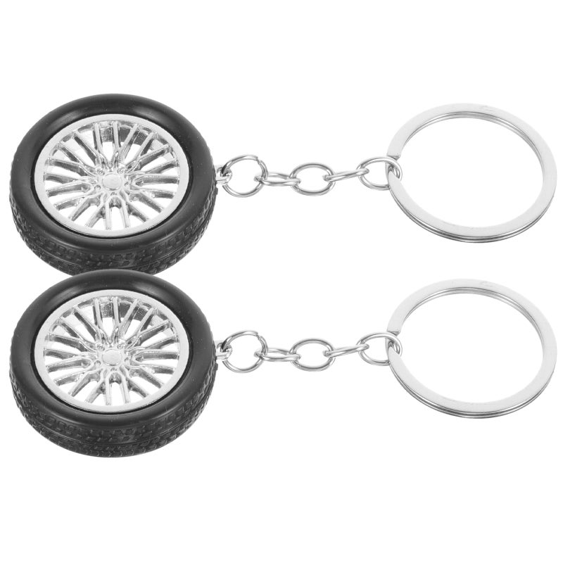 2pcs Auto Keychains Car Wheel Key Chain Cool Automotive Key Pendant Decorations - Image 1