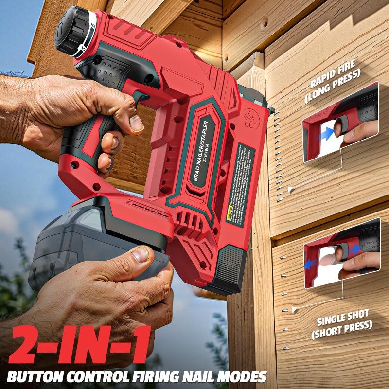 MtiolHig Cordless Brad Nailer 2-in-1 Compatible with Milwaukee 18V Battery, 5/8 to 1-1/4 Inch 18 Gauge Nail Gun with 2000 Nials for Wood Carpentry, Powered Electric, 2 Mode, Tool Only - Image 3