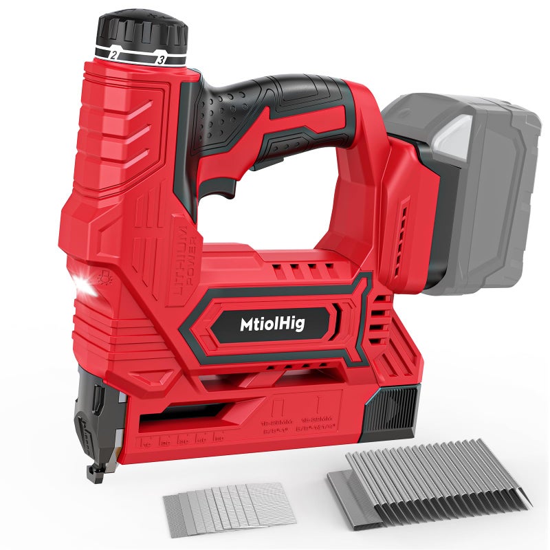 MtiolHig Cordless Brad Nailer 2-in-1 Compatible with Milwaukee 18V Battery, 5/8 to 1-1/4 Inch 18 Gauge Nail Gun with 2000 Nials for Wood Carpentry, Powered Electric, 2 Mode, Tool Only - Image 1