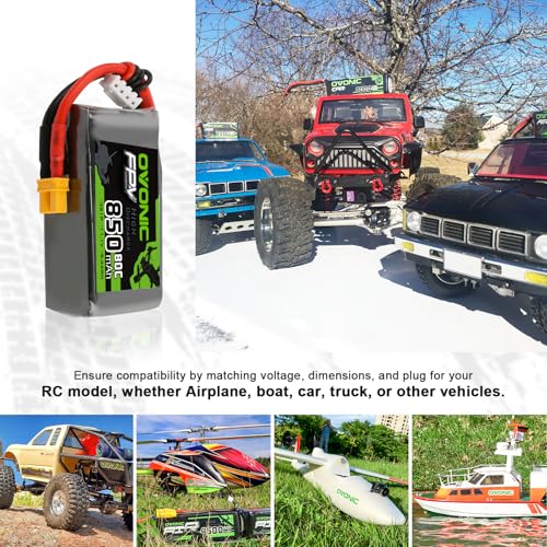 OVONIC Lipo Battery 850mAh 80C 11.1V 3S RC Battery with XT30 Connector for RC Plane DJI Quadcopter RC Airplane RC Helicopter RC Car Truck Boat 2pcs - Image 5