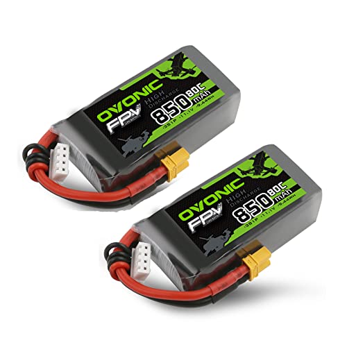 OVONIC Lipo Battery 850mAh 80C 11.1V 3S RC Battery with XT30 Connector for RC Plane DJI Quadcopter RC Airplane RC Helicopter RC Car Truck Boat 2pcs - Image 1