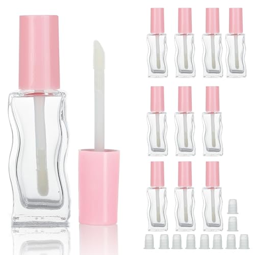 COSIDEA 10 pcs 10ml Pink Empty glass lip gloss tubes lipgloss tube container bottles for coconut oil liptin refill - Image 1
